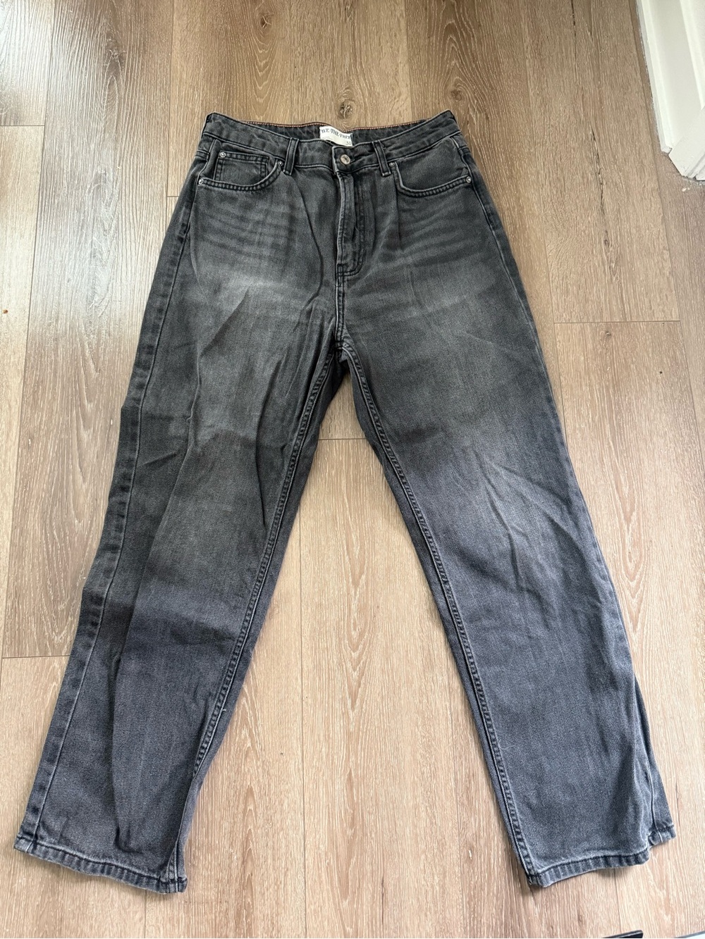 Free People Black Washed Jeans - Classic Straight Fit